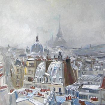 Pittura intitolato ""Paris en hiver, jo…" da Anna Filimonova, Opera d'arte originale, Olio
