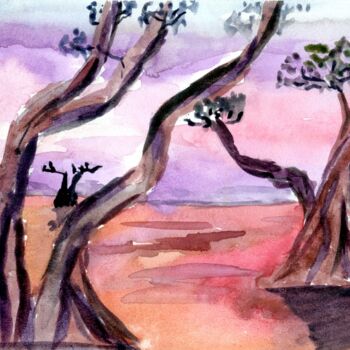 Painting titled "Savanna african lan…" by Anna Filippova, Original Artwork, Watercolor