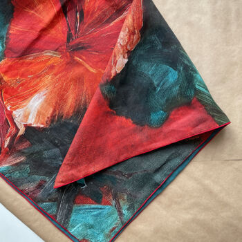 Textile Art titled "LARGE LINEN KERCHIE…" by Anna Gurechkina, Original Artwork, Fabric