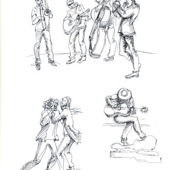「People in action」というタイトルの描画 Anna Ivanovaによって, オリジナルのアートワーク, ジェルペン