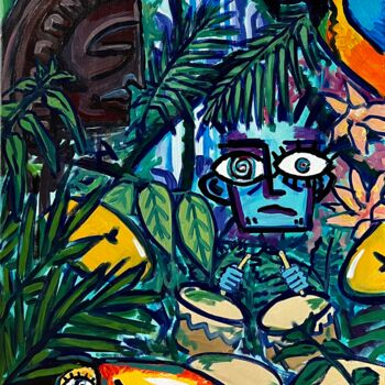 Painting titled "Summer in Brasil" by Anna Jennifer, Original Artwork, Acrylic Mounted on Wood Stretcher frame