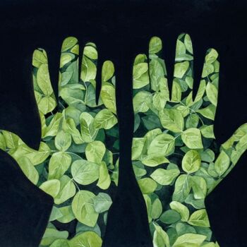 Pittura intitolato "Powerful hands" da Anna Levchuk, Opera d'arte originale, Acquarello