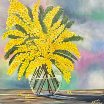 Malerei mit dem Titel "Mimosa" von Anna Pavlovich-Naneva, Original-Kunstwerk, Öl Auf Keilrahmen aus Holz montiert