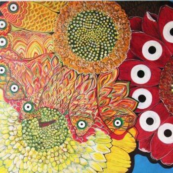 Painting titled "Flowers fantasy" by Anna Serebrenoya, Original Artwork, Acrylic