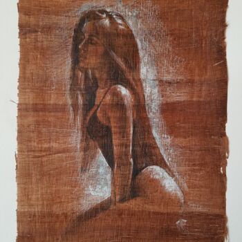 Drawing titled "Papyrus et fusain" by Anna Shpotina Peccoud, Original Artwork, Chalk