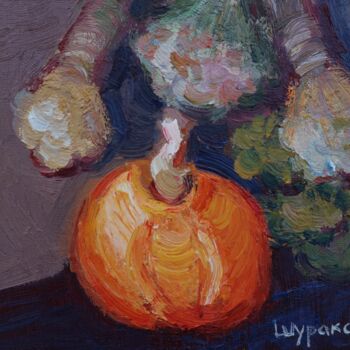 Painting titled "Still life with pum…" by Anna Shurakova, Original Artwork, Oil