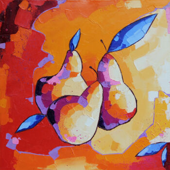 Pintura intitulada "Three pears. Kitche…" por Anna Startseva, Obras de arte originais, Óleo