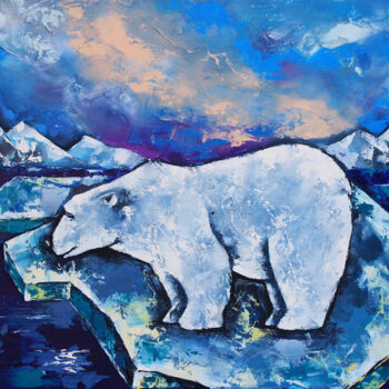 Painting titled "Polar bear. Kids ro…" by Anna Startseva, Original Artwork, Oil