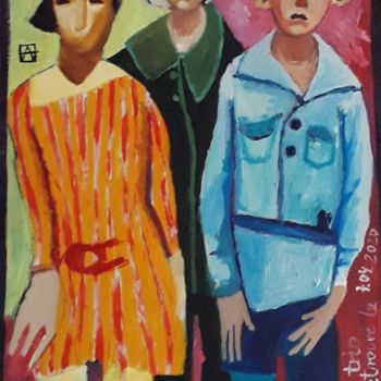 「Un trio retrouvé」というタイトルの絵画 Anna Synoradzkaによって, オリジナルのアートワーク, パステル