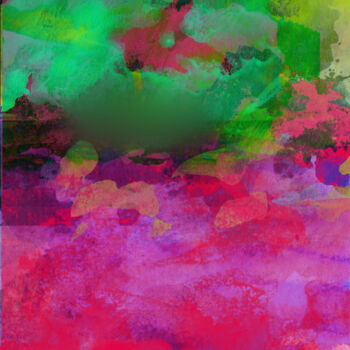 Arte digitale intitolato "Pink peony and gree…" da Anna Vaasi, Opera d'arte originale, Pittura digitale