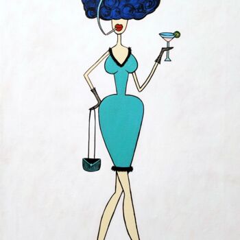 "Madame with cocktail" başlıklı Tablo Анна Жулева tarafından, Orijinal sanat, Akrilik Ahşap Sedye çerçevesi üzerine monte ed…