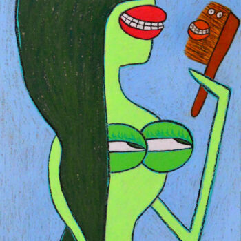 Dibujo titulada "My tits love their…" por Anna Zhuleva, Obra de arte original, Pastel