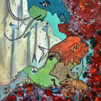 Pintura titulada "MON CHEZ MOI" por Laura Vassiliu, Obra de arte original, Acrílico Montado en Bastidor de camilla de madera