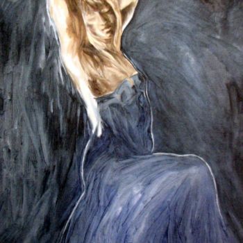 Ζωγραφική με τίτλο "Figura blu" από Annamaria Maremmi, Αυθεντικά έργα τέχνης, Μελάνι