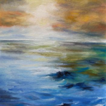 Painting titled "Mare al tramonto" by Annamaria Maremmi, Original Artwork, Oil