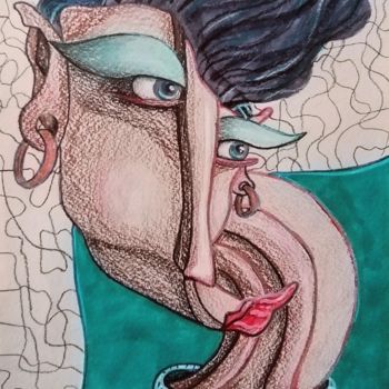 Drawing titled "A kiss" by Anna Reshetnikova, Original Artwork, Pencil