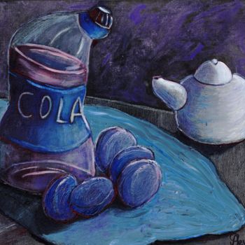 Painting titled "Plums, cola and tea…" by Anna Reshetnikova, Original Artwork, Acrylic
