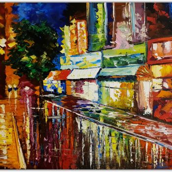 Pintura titulada "Colorful street vie…" por Anna Reznik, Obra de arte original, Oleo
