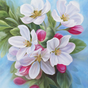Pittura intitolato "Apple blossom" da Anna Steshenko, Opera d'arte originale, Olio