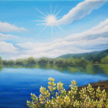 Painting titled "Quiet noon" by Anna Steshenko, Original Artwork, Acrylic Mounted on Wood Stretcher frame