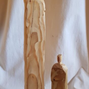 Sculpture titled "La mère et l'enfant" by Annbo, Original Artwork, Wood