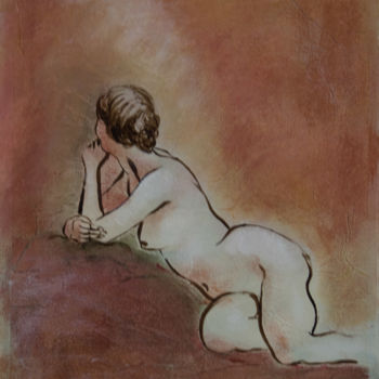Pintura intitulada "Femme alanguie" por Anne B, Obras de arte originais