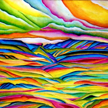 Peinture intitulée "Montagnes puzzles" par Anne Brigaud, Œuvre d'art originale