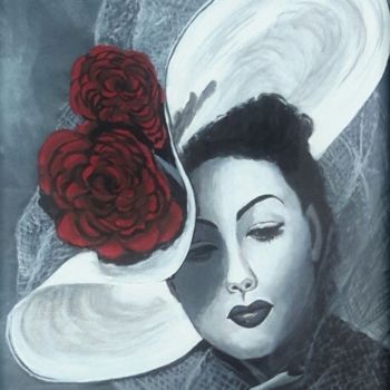 绘画 标题为“femme-en-noir-et-bl…” 由Anne Brunello, 原创艺术品, 丙烯