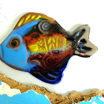 Sculpture titled "poisson en faïence…" by Anne Cabon, Original Artwork, Clay