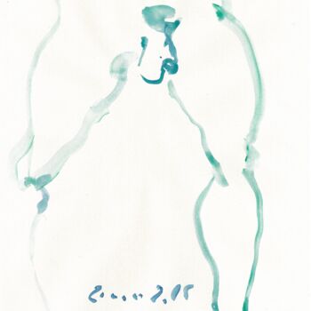 Σχέδιο με τίτλο "Nu masculin 4 - Je…" από Anne Cardot, Αυθεντικά έργα τέχνης, Ακουαρέλα