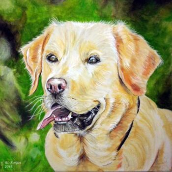 Painting titled "Le labrador blanc" by Anne-Lise Surjus, Original Artwork, Acrylic