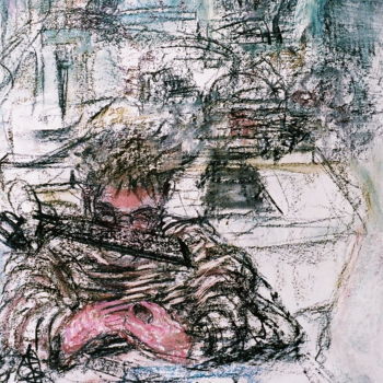 Drawing titled "L'ouvrier joaillier" by Anne Malvy, Original Artwork, Pastel