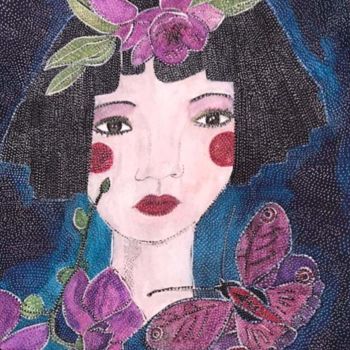 Peinture intitulée "THE ATTRACTIVE ASIAN" par Anne Bazabidila, Œuvre d'art originale, Aquarelle