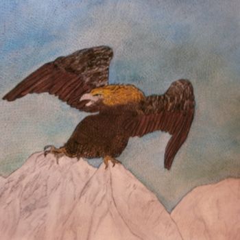 Peinture intitulée "ÁGUILA REAL" par Anne Bazabidila, Œuvre d'art originale, Encre