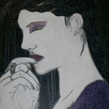 Painting titled "LA PENSIVE" by Anne Bazabidila, Original Artwork, Ink