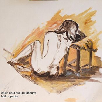 Ζωγραφική με τίτλο "nue a t étude" από Anne Marie Mazzocchi, Αυθεντικά έργα τέχνης