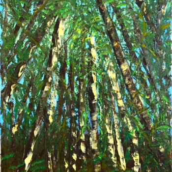 Pintura intitulada "Forêt de bouleaux II" por Anne Marie Palaze, Obras de arte originais, Acrílico