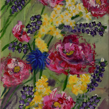 Painting titled "Parterre fleuri III" by Anne Marie Palaze, Original Artwork, Acrylic