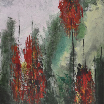 Ζωγραφική με τίτλο "Forêt Flamboyante II" από Anne Marie Palaze, Αυθεντικά έργα τέχνης, Ακρυλικό