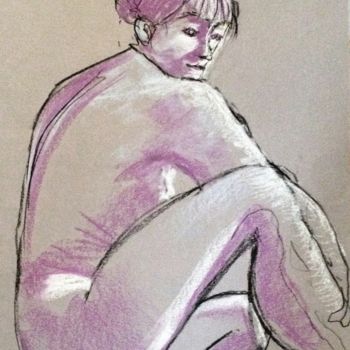 Drawing titled "Mitsouko" by Anne Marie Podrini, Original Artwork, Pastel