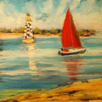 Peinture intitulée "Phare la perdrix" par Anne Roncalli, Œuvre d'art originale, Pastel