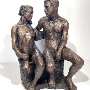 Sculpture titled "Le couple ou l'évid…" by Anne Thierrée, Original Artwork, Terra cotta