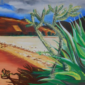 Pintura titulada "Cactus au Pérou.jpg" por Anne D., Obra de arte original, Oleo