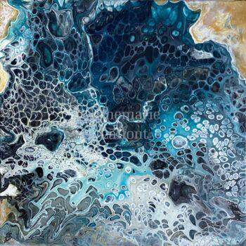 Painting titled "Blue lagoon" by Annemarie Laffont, Original Artwork, Acrylic Mounted on Wood Stretcher frame