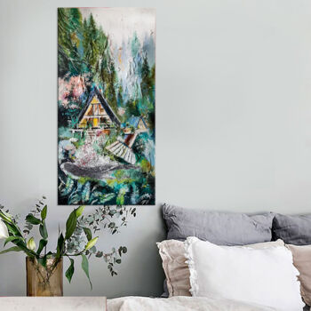 Pintura intitulada "lake house wall art…" por Annet Loginova, Obras de arte originais, Óleo