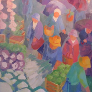 제목이 "marché breton"인 미술작품 Annick Queffélec로, 원작, 기름