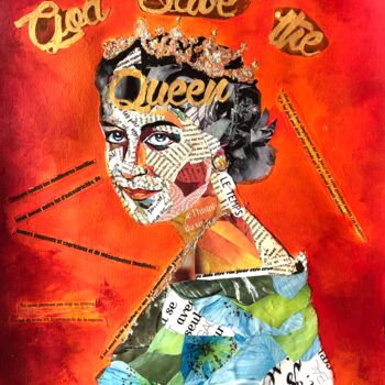 Collages titled "God save the Queen" by Annie Predal, Original Artwork, Collages