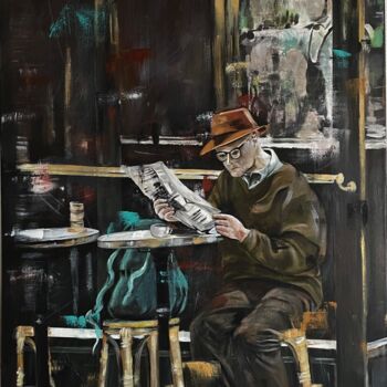 Painting titled "The last news" by Annie Roudet, Original Artwork, Collages