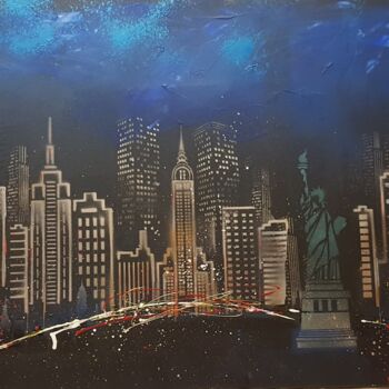 绘画 标题为“New York la nuit” 由Anny Burtscher-Beaudoin, 原创艺术品, 丙烯