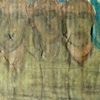 Desenho intitulada "Bleu Vert" por Anouk Gallery, Obras de arte originais, Papel